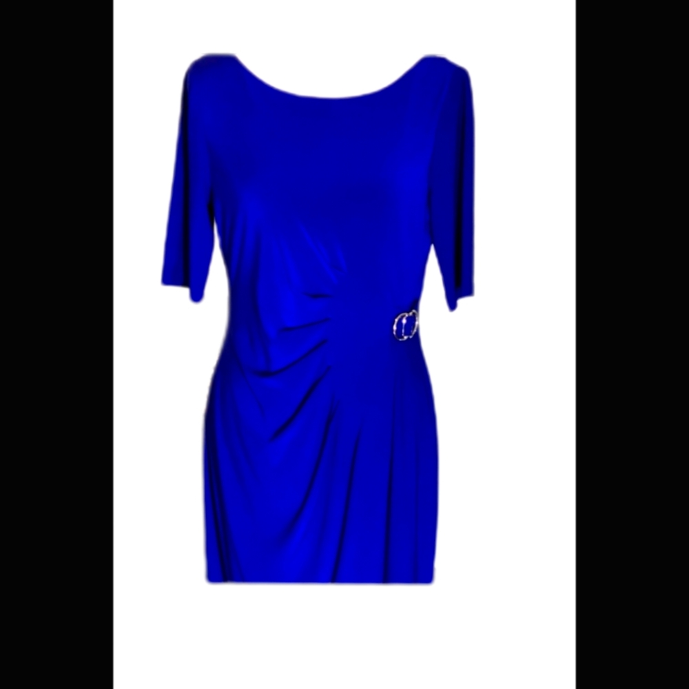 LIKE NEW Laura Jeffries Royal Blue midi faux wrap dress.